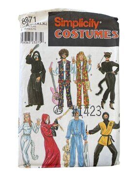 Simplicity 8871 Scream Hippie Ninja Wizard Cat Doctor Pattern Adult XS-XL UNCUT